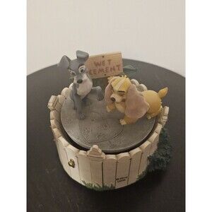 Disney Parks Lady & the Tramp Wind-Up Music Box Bella Notte Wet Cement Figurine